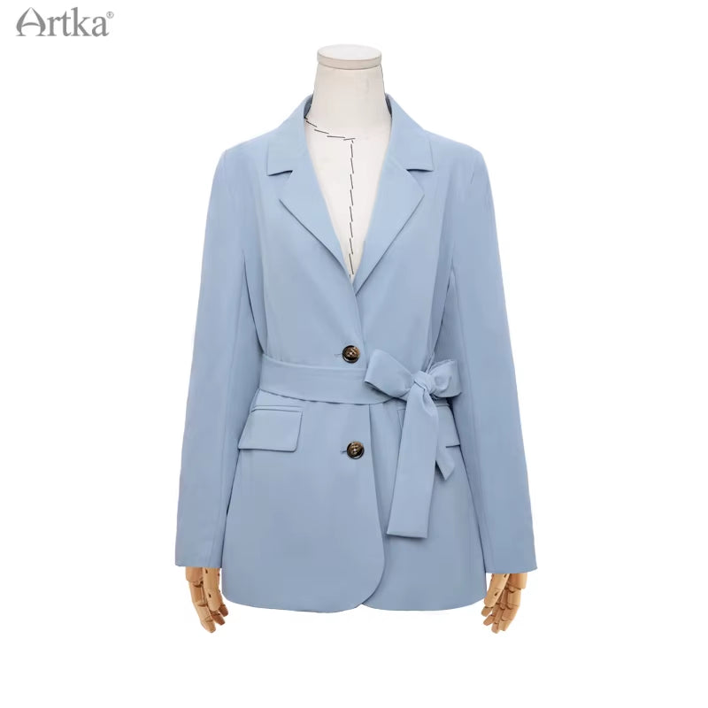 2022 Spring New Office Lady Blazers Fashion Casual OL Style Jacket Coat with Belt Loose Women Blazers and Jackets WA22015C