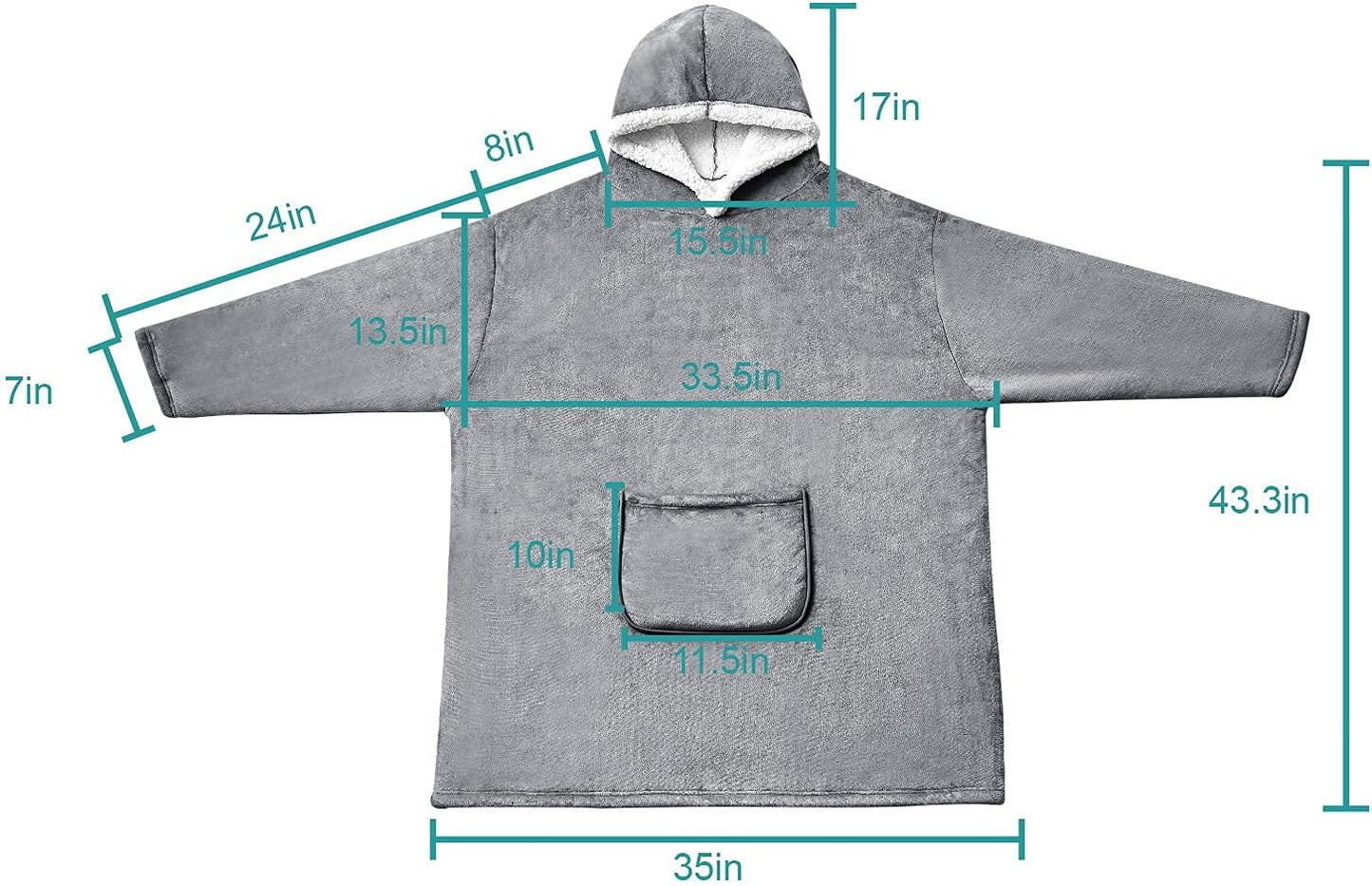 Wearable Blanket Sherpa Oversized Sweatshirt with Hoodie, Soft Warm Flannel Fleece Throw Blankets Sweatshirt with Sleeves and Pocket, One Size Fits All (Grey, Medium)…