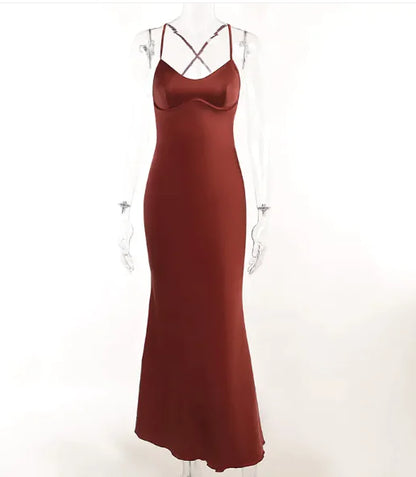 Backless Slim Fit Wrap Long Dress