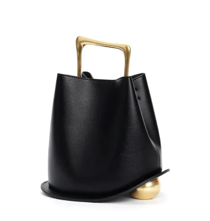 Elite Cowhide Leather Women's Commuter Bucket Bag