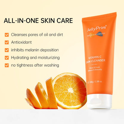 Vitamin C Full Face Skin Care Set Whitening Cream Dark Spots Serum Dark Circle Eye Facial Cleaning Moisturizing Lightening Kits