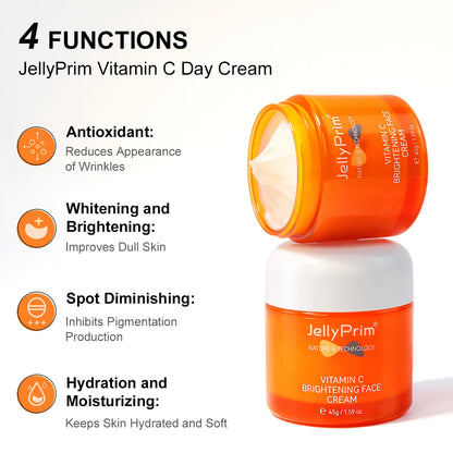 Vitamin C Full Face Skin Care Set Whitening Cream Dark Spots Serum Dark Circle Eye Facial Cleaning Moisturizing Lightening Kits