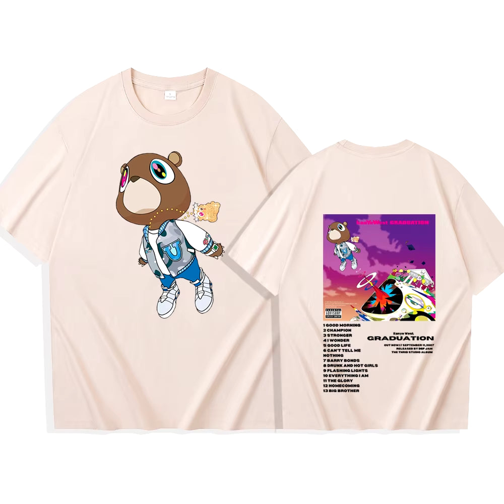 Kanye West Graduation T-Shirts Harajuku O-Neck Short Sleeve Man Woman Shirts Fans Gift