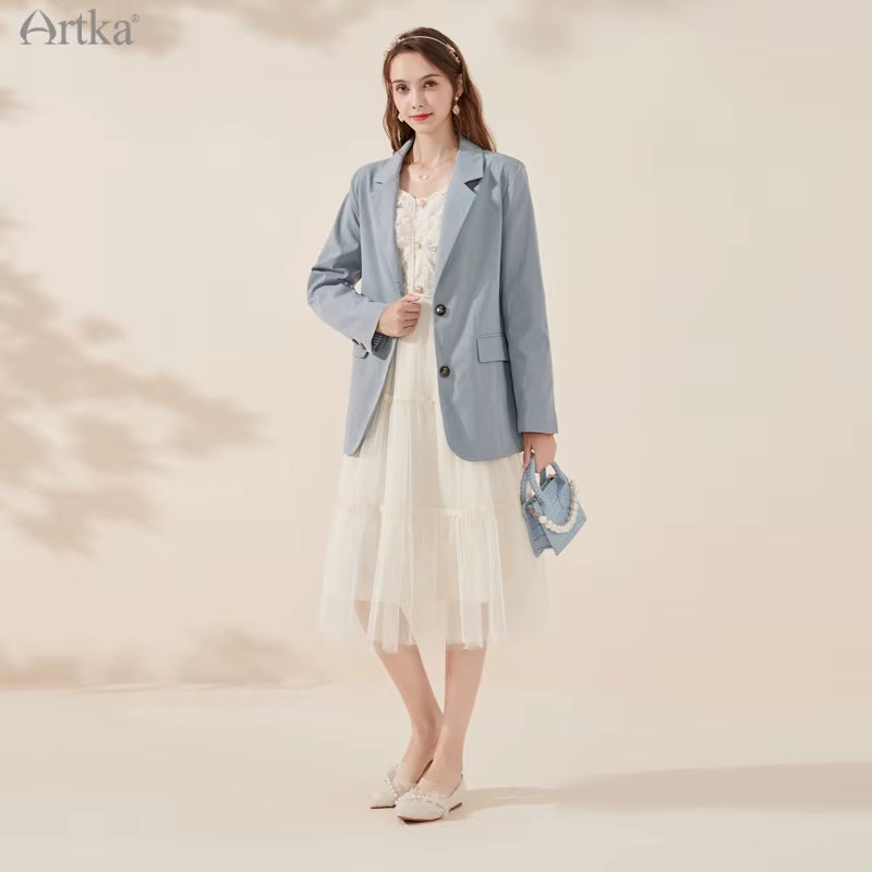 2022 Spring New Office Lady Blazers Fashion Casual OL Style Jacket Coat with Belt Loose Women Blazers and Jackets WA22015C