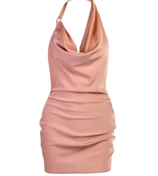 Satin Slip Dress with Adjustable Drawstring